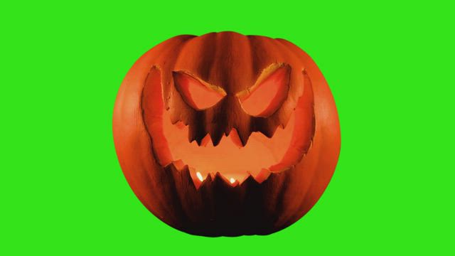Halloween pumpkin on a chroma green background.