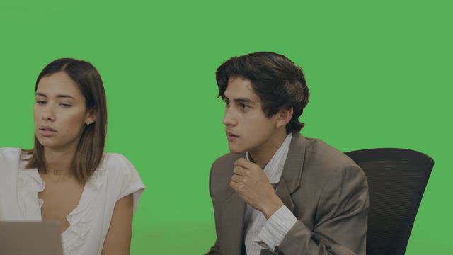 Entrepreneurs working in the office, Chroma background.