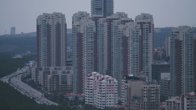 Day to night transition in a modern the city.