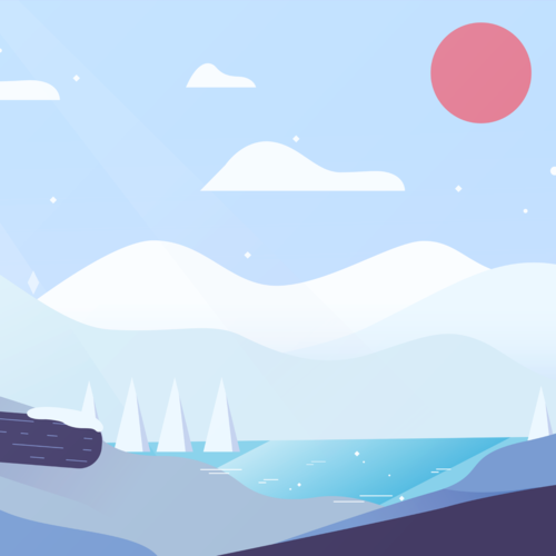 Winter landscape with mountains and snow